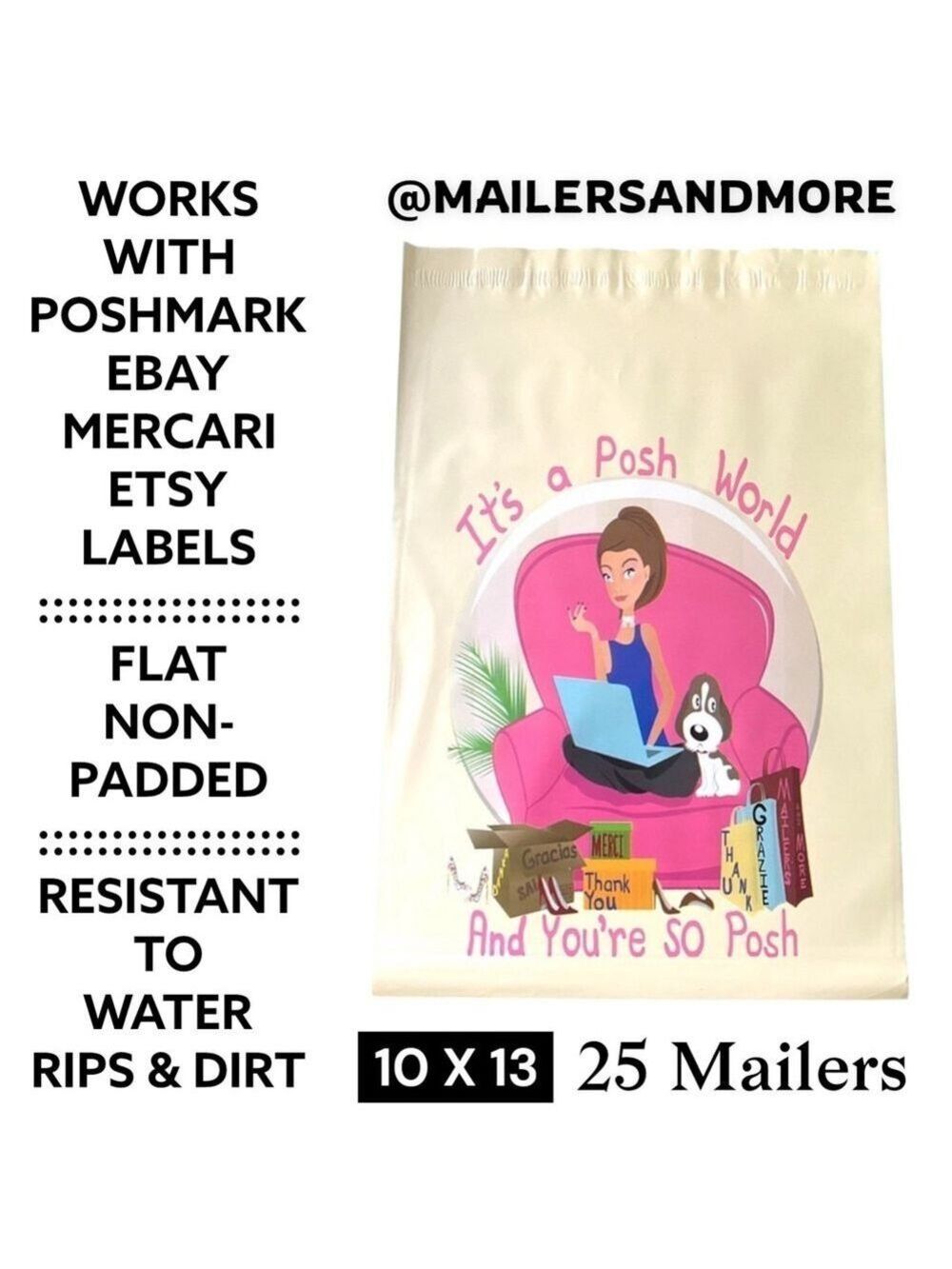 25 10X13 Poly Mailers Posh World PRICE IS FIRM - Picture 4 of 16